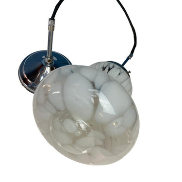 Vintage hanglamp gewolkte glazen kap