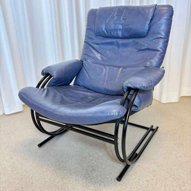 Vintage fauteuil jaren '80 blauw leer