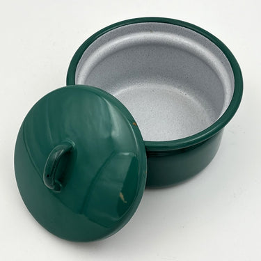 Emaille vintage pan smaragdgroen | diamater 17 cm