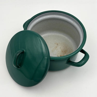 Emaille vintage pan smaragdgroen | diamater 20 cm