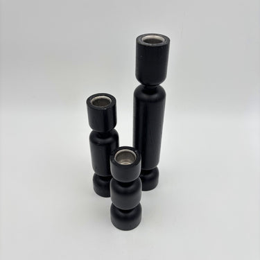 Set van 3 Normann Copenhagen Lumberjack kandelaars | Zwart