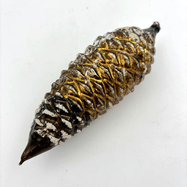 Oude vintage kerstbal dennenappel XL | goudbruin