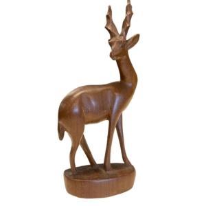 Vintage hert beeldje hout Warenhuis Strant