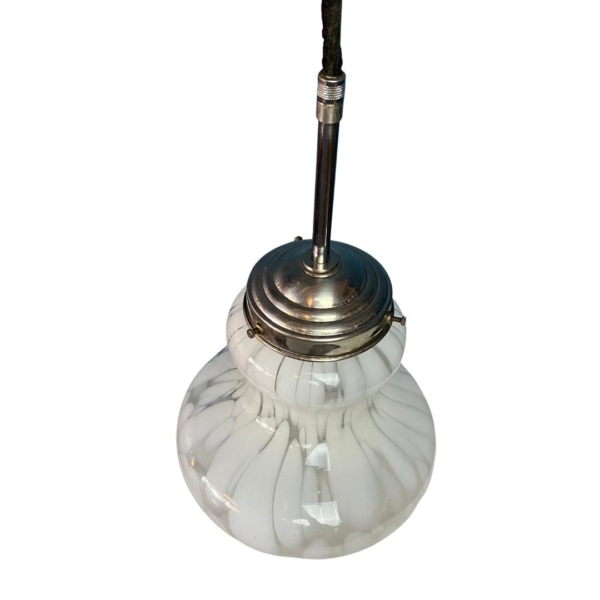 Vintage hanglamp gewolkte glazen kap