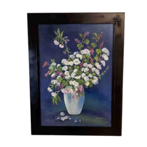 Schilderij vaas met bloemen brocante landelijk