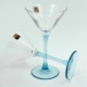 vintage luminarc cocktailglazen met lichtblauwe voet