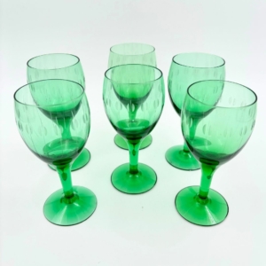 vintage likeurglas groen glas geslepen