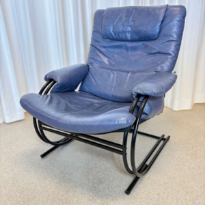 Vintage fauteuil jaren '80 blauw leer