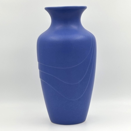 Vintage West-Germany Scheurich 506-41 vaas in blauw keramiek met mat glazuur